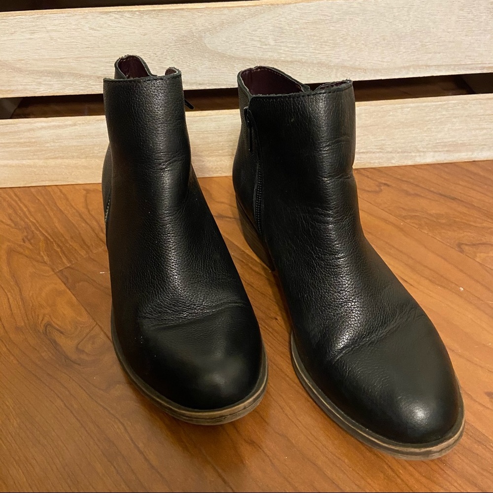 Black leather booties